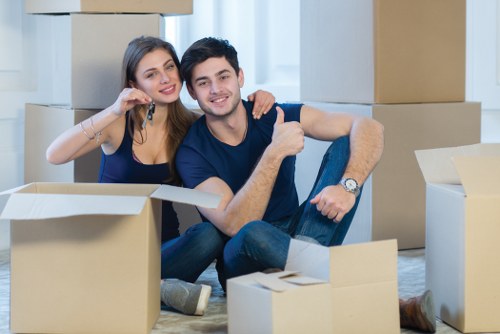 House removal team preparing a move in West Kensington