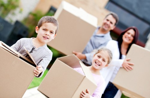 Packed boxes and household items prepared for urgent removals service